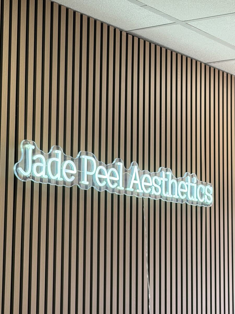 Illuminated Jade Peel Aesthetics sign